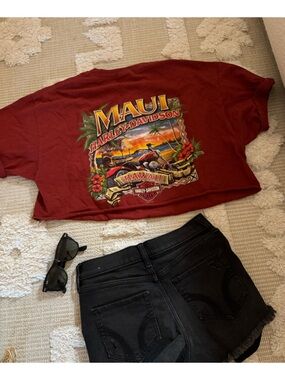 Harley Davidson Red Vintage Crop Tee